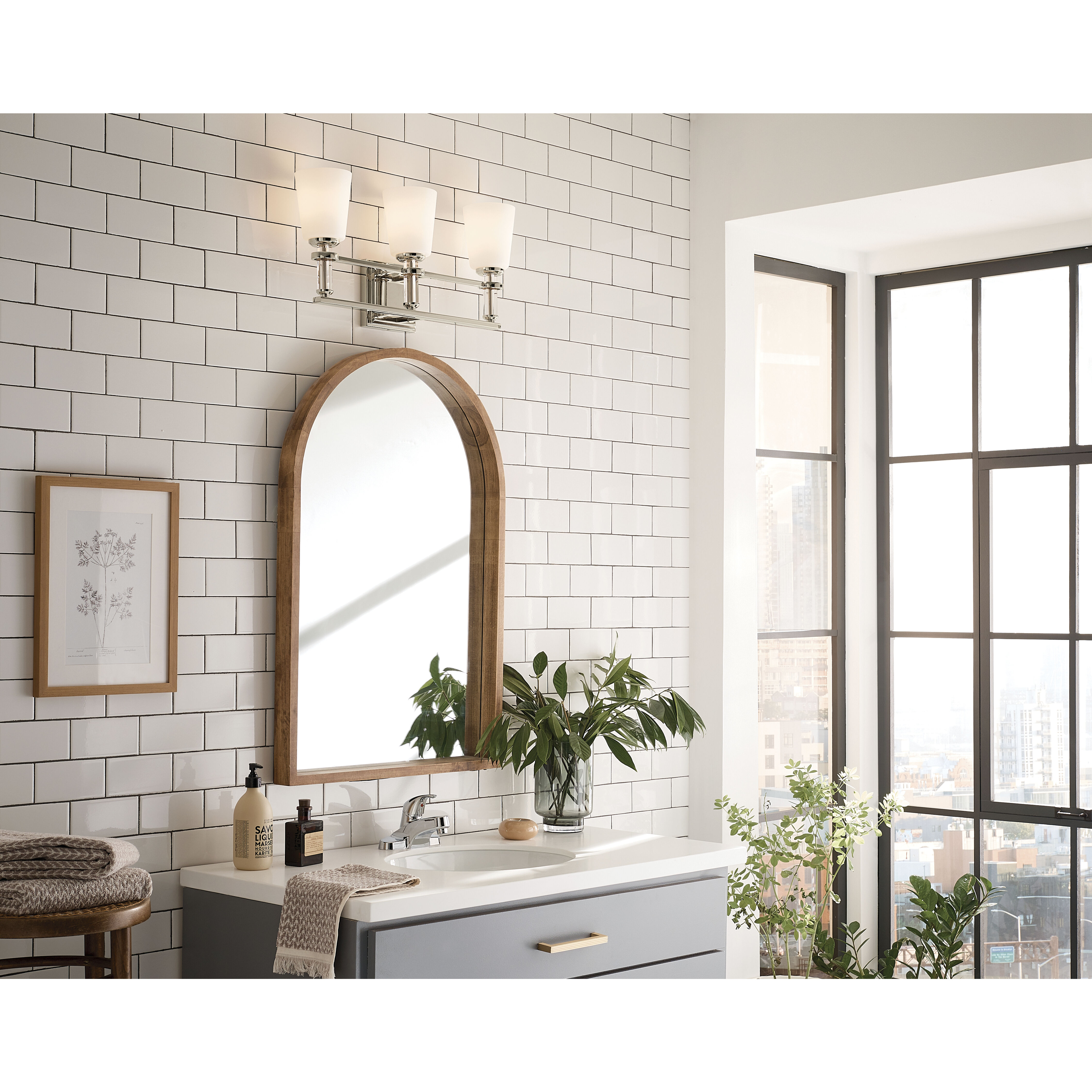 Rosalind 3 Light 23.75 inch Polished Nickel Bath Vanity Light Wall Light