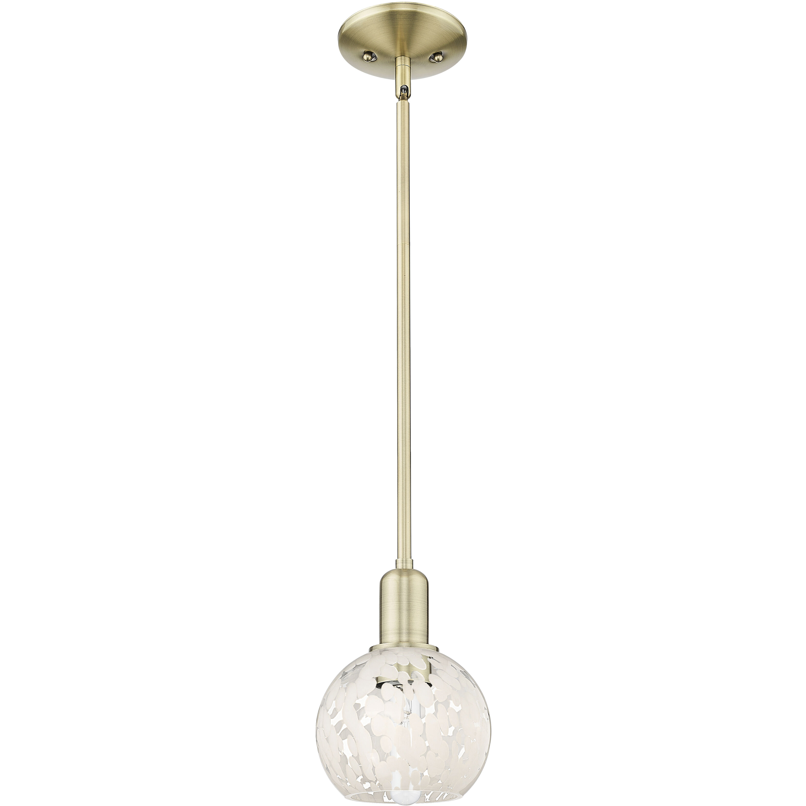 Arcadia White Mouchette 1 Light 6 inch Antique Brass Mini Pendant Ceiling Light