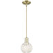 Arcadia White Mouchette 1 Light 6 inch Antique Brass Mini Pendant Ceiling Light