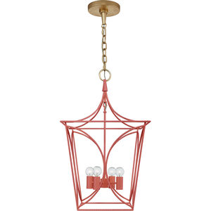 kate spade new york Cavanagh 4 Light 13.75 inch Coral and Gild Lantern Pendant Ceiling Light, Small