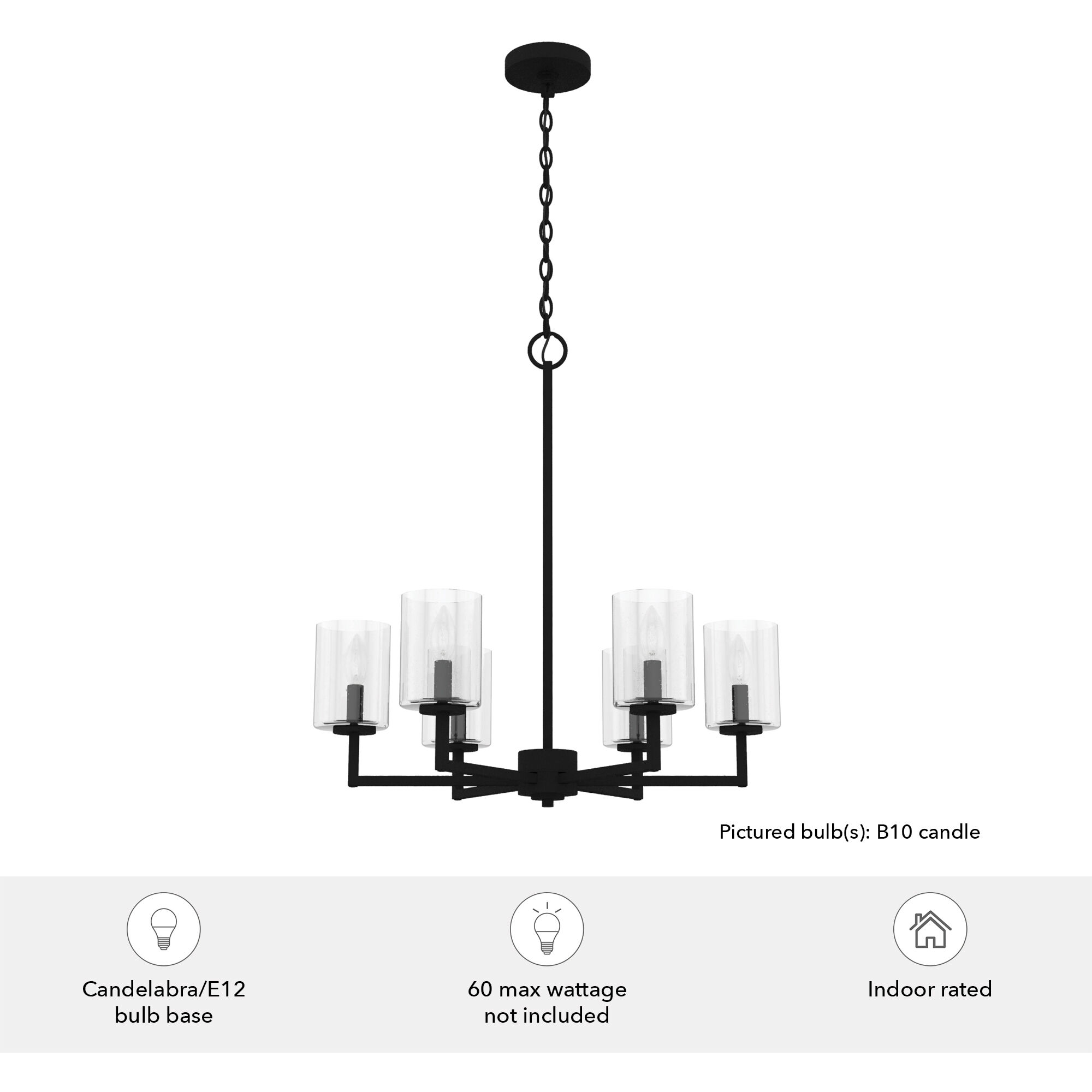 Kerrison 6 Light 24.5 inch Natural Black Iron Chandelier Ceiling Light