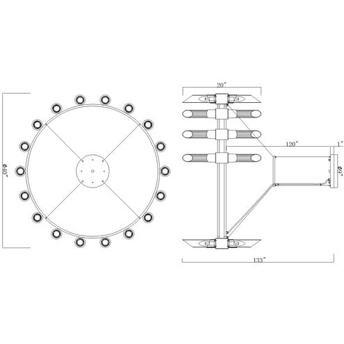 Croissant 36 Light 40 inch Satin Gold Chandelier Ceiling Light