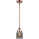 Ballston Small Bell 1 Light 5 inch Antique Copper Pendant Ceiling Light in Plated Smoke Glass