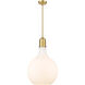 Amherst 1 Light 16 inch Satin Gold Pendant Ceiling Light in Matte White Glass