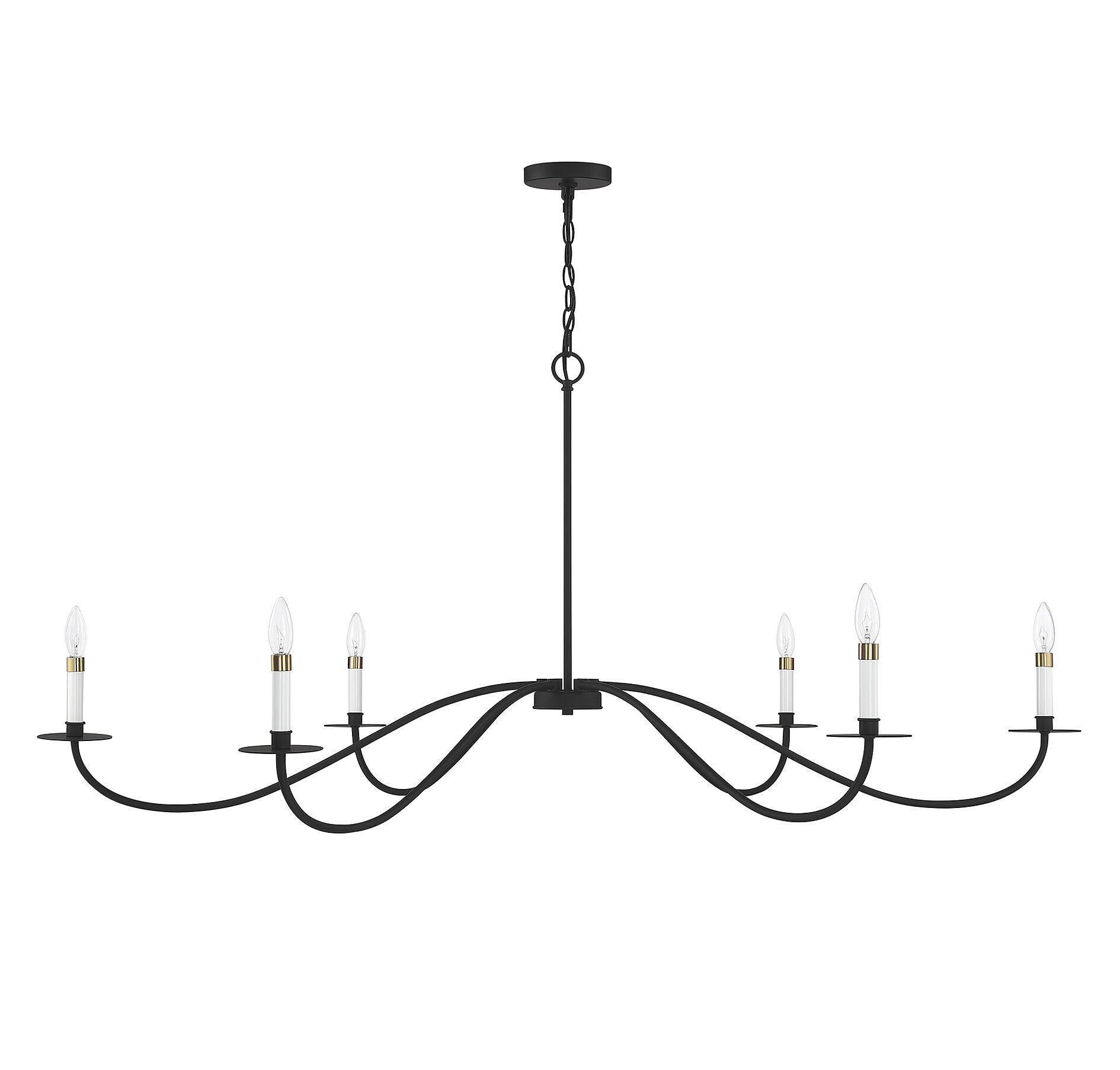 Scandinavian 6 Light 60 inch Matte Black Chandelier Ceiling Light