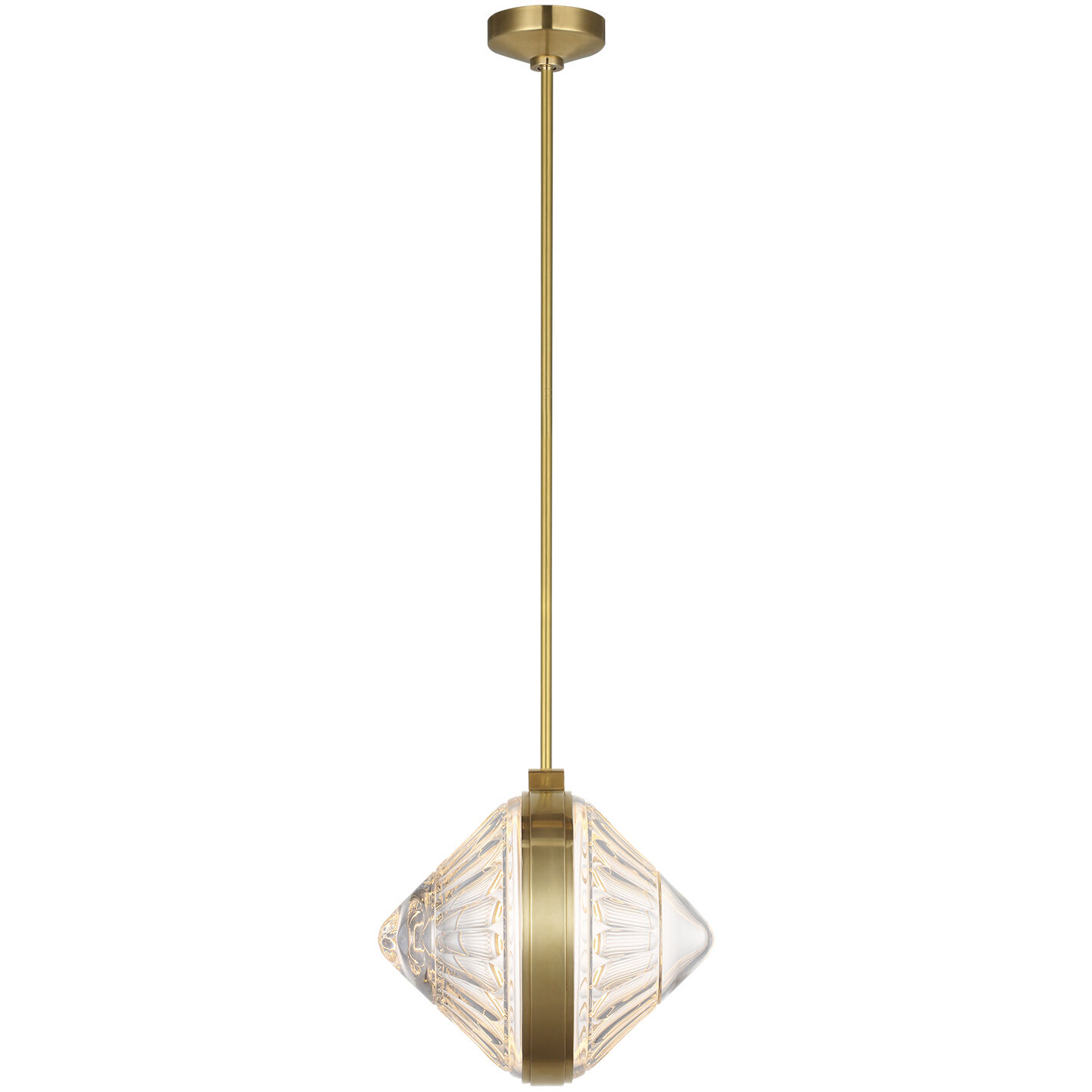 Waterford Copper Coast LED 15 inch Natural Brass Olive Cut Pendant Ceiling Light