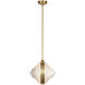 Waterford Copper Coast LED 15 inch Natural Brass Olive Cut Pendant Ceiling Light