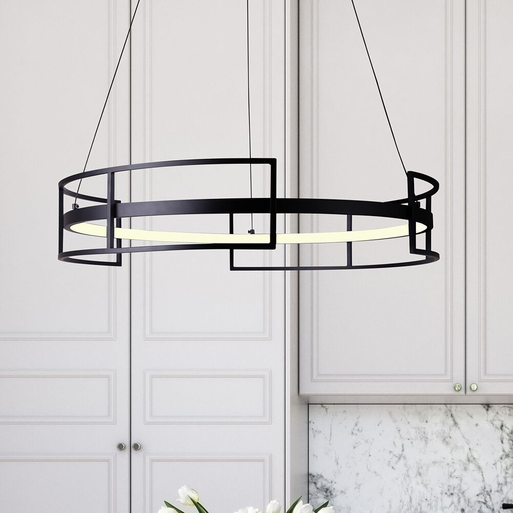 Amora LED 24 inch Black Chandelier Ceiling Light