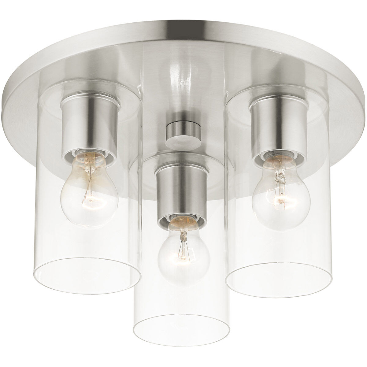 Zurich 3 Light 14 inch Brushed Nickel Flush Mount Ceiling Light