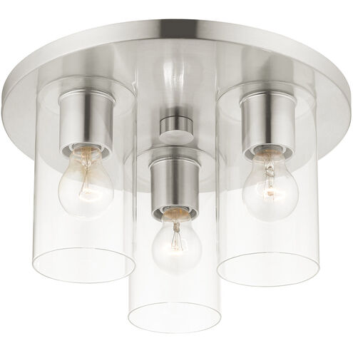 Zurich 3 Light 14 inch Brushed Nickel Flush Mount Ceiling Light