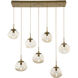 Nova LED LED Novel Brass Linear Pendant Ceiling Light in 2700K LED, Zircon Inner - Smoke Outer, Multi-Pendant