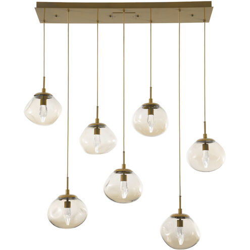 Nova LED LED Flat Bronze Linear Pendant Ceiling Light in 2700K LED, Zircon Inner - Smoke Outer, Multi-Port