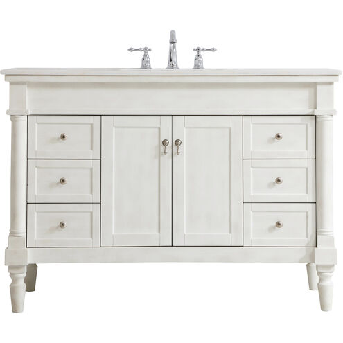 Lexington 48 X 21.5 X 35 inch Antique White Vanity Sink Set