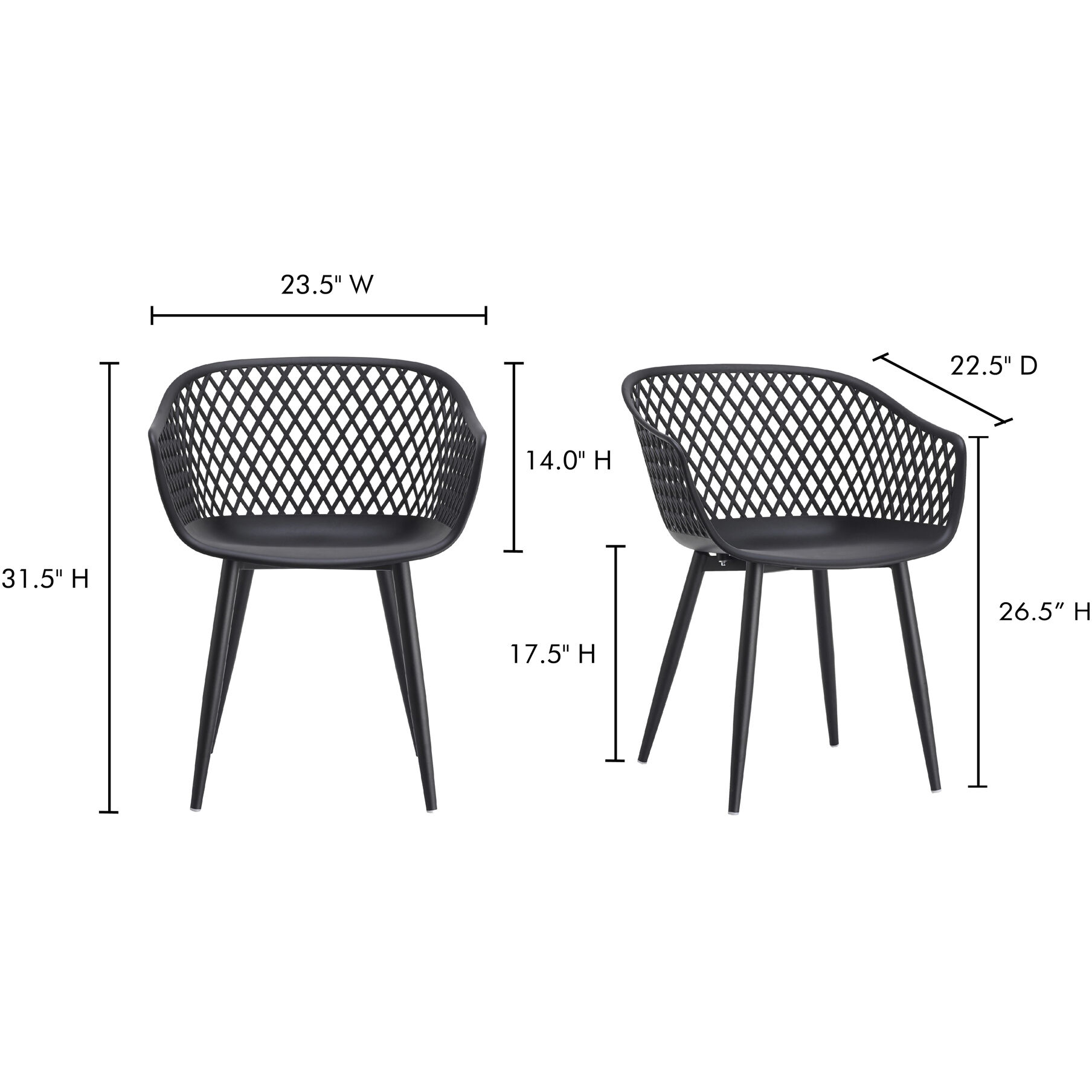 Piazza Black Outdoor Chair, Set of 2