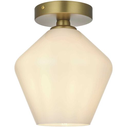 Gene 1 Light 8 inch Satin Gold Flush Mount Ceiling Light