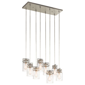Brinley 8 Light 10 inch Brushed Nickel Chandelier Linear (Double) Ceiling Light