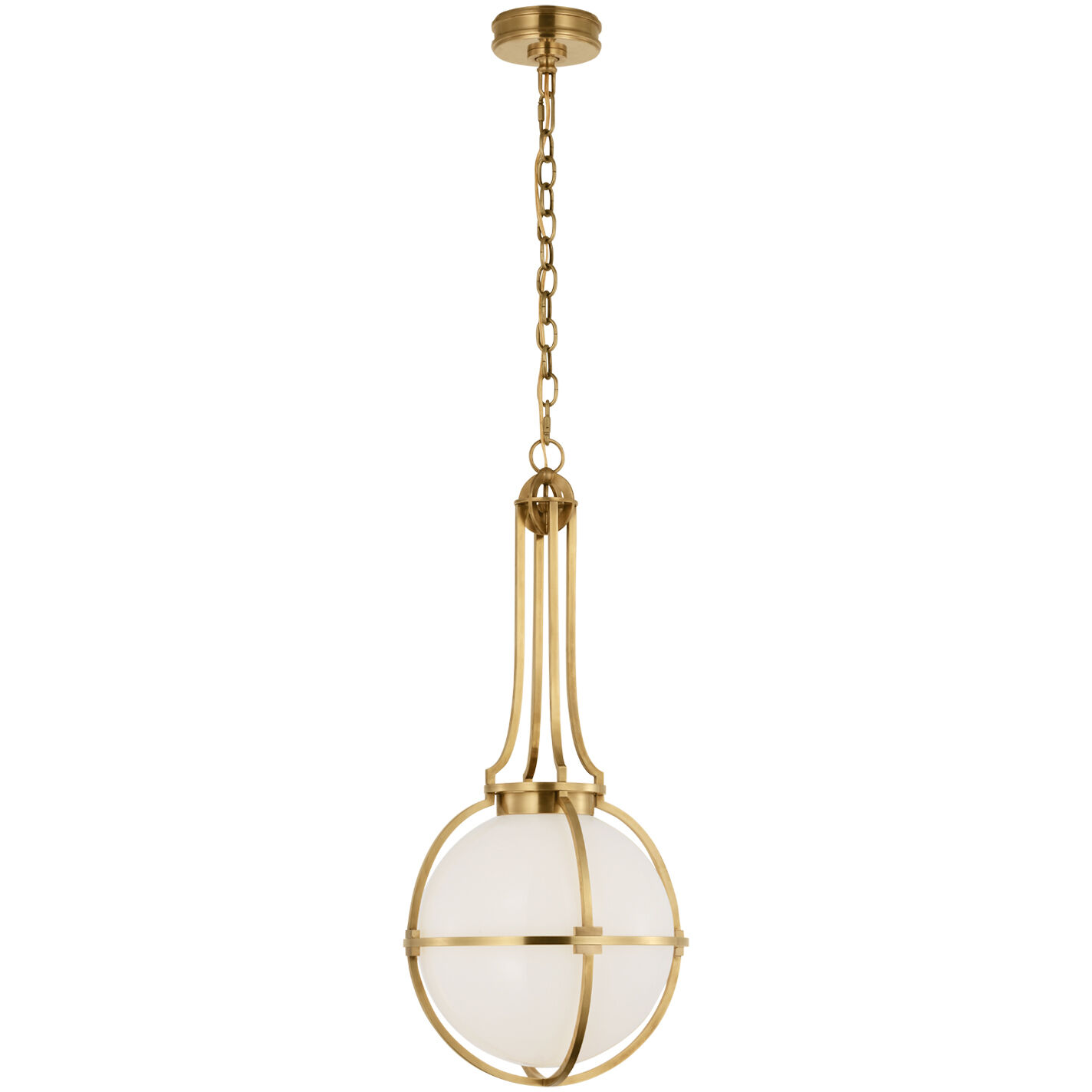 Chapman & Myers Gracie LED 13 inch Antique-Burnished Brass Captured Globe Pendant Ceiling Light, Medium