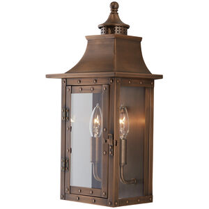 St. Charles 2 Light 17 inch Copper Patina Exterior Wall Mount 