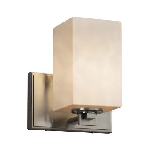 Clouds Wall Sconce Wall Light in Brushed Nickel, Square with Flat Rim, Incandescent