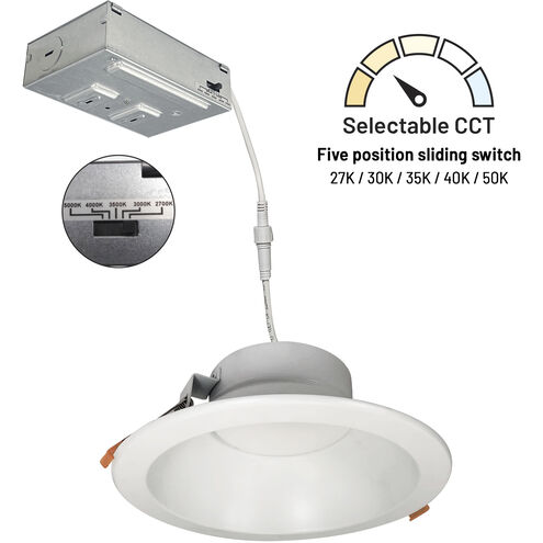 Theia Matte Powder White Recessed Downlight, Selectable CCT