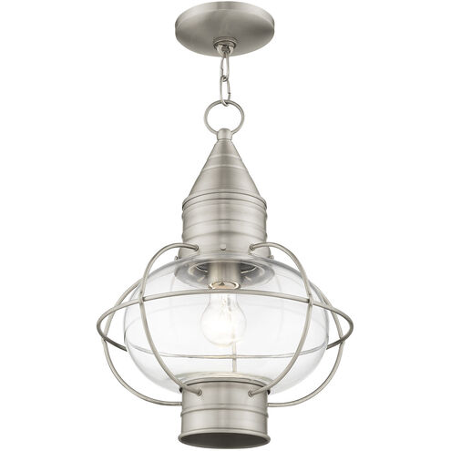 Newburyport 1 Light 12 inch Brushed Nickel Outdoor Pendant Lantern