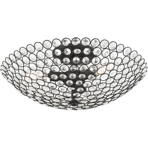 Cassandra 3 Light 16 inch Black Semi Flush Ceiling Light