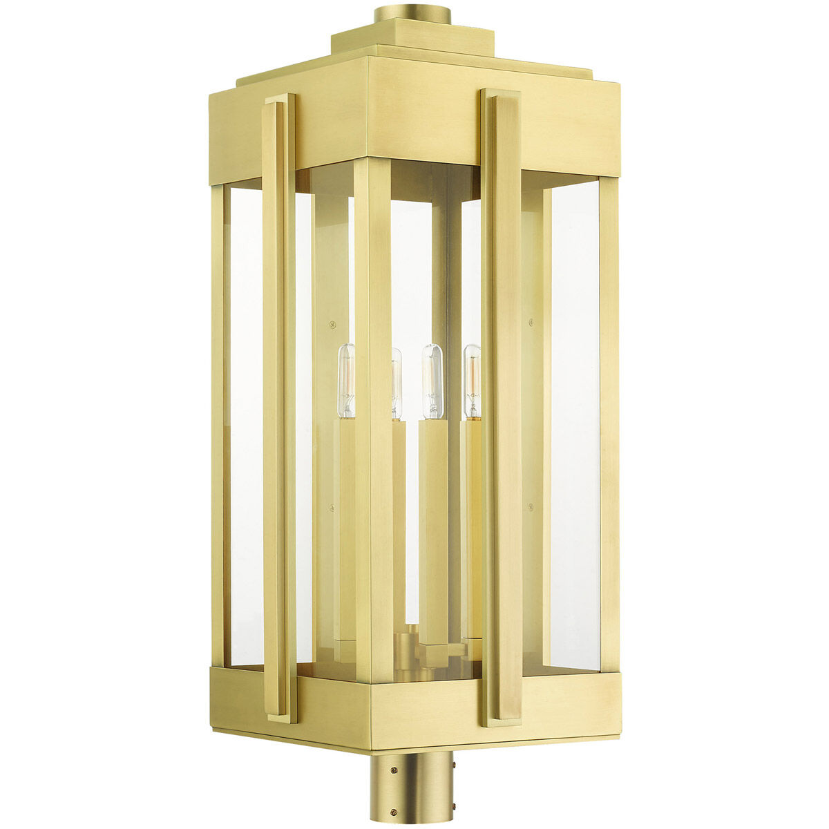 Lexington 4 Light 31 inch Natural Brass Outdoor Post Top Lantern