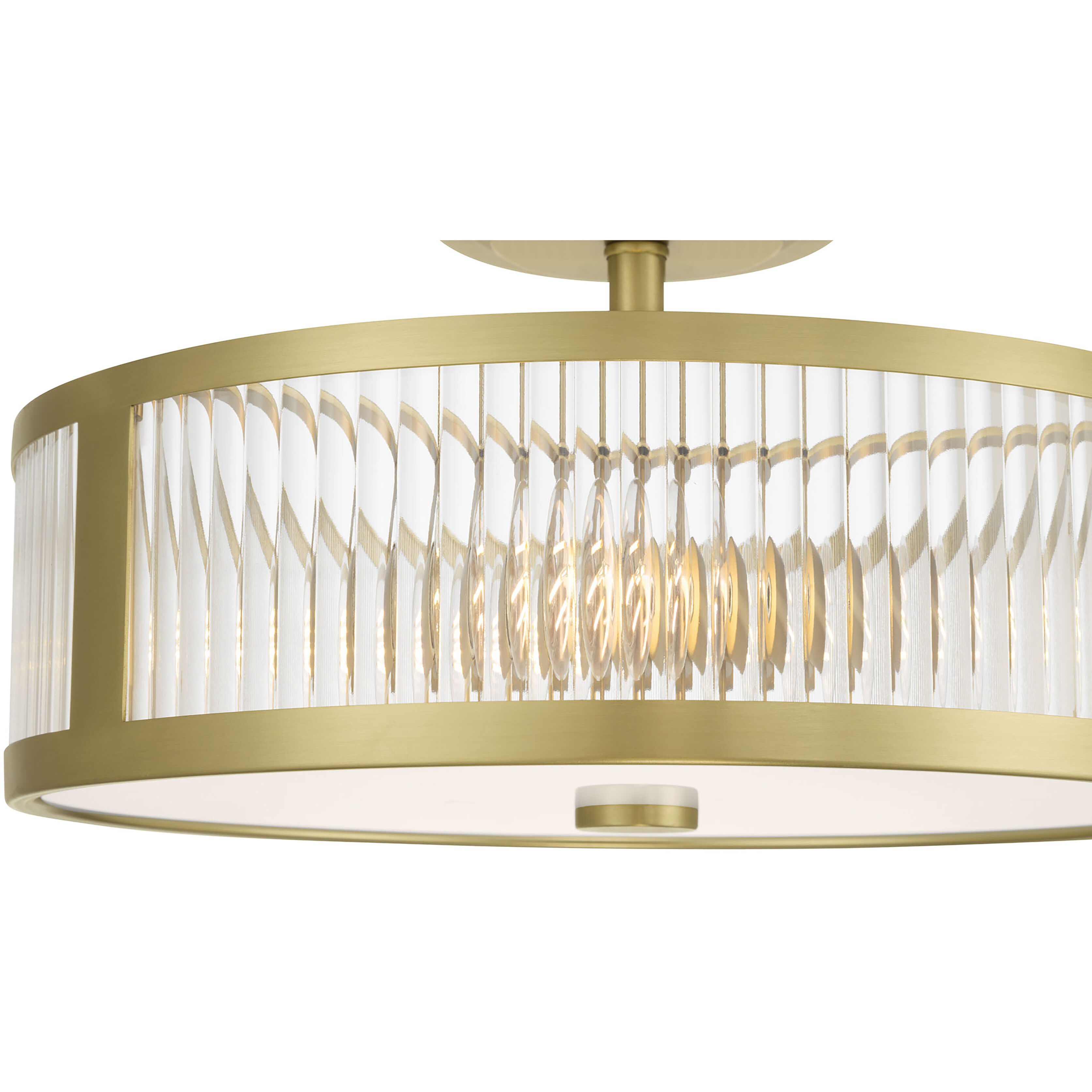 Ardezia 3 Light 15.75 inch Vintage Brass Semi-Flush Mount Ceiling Light