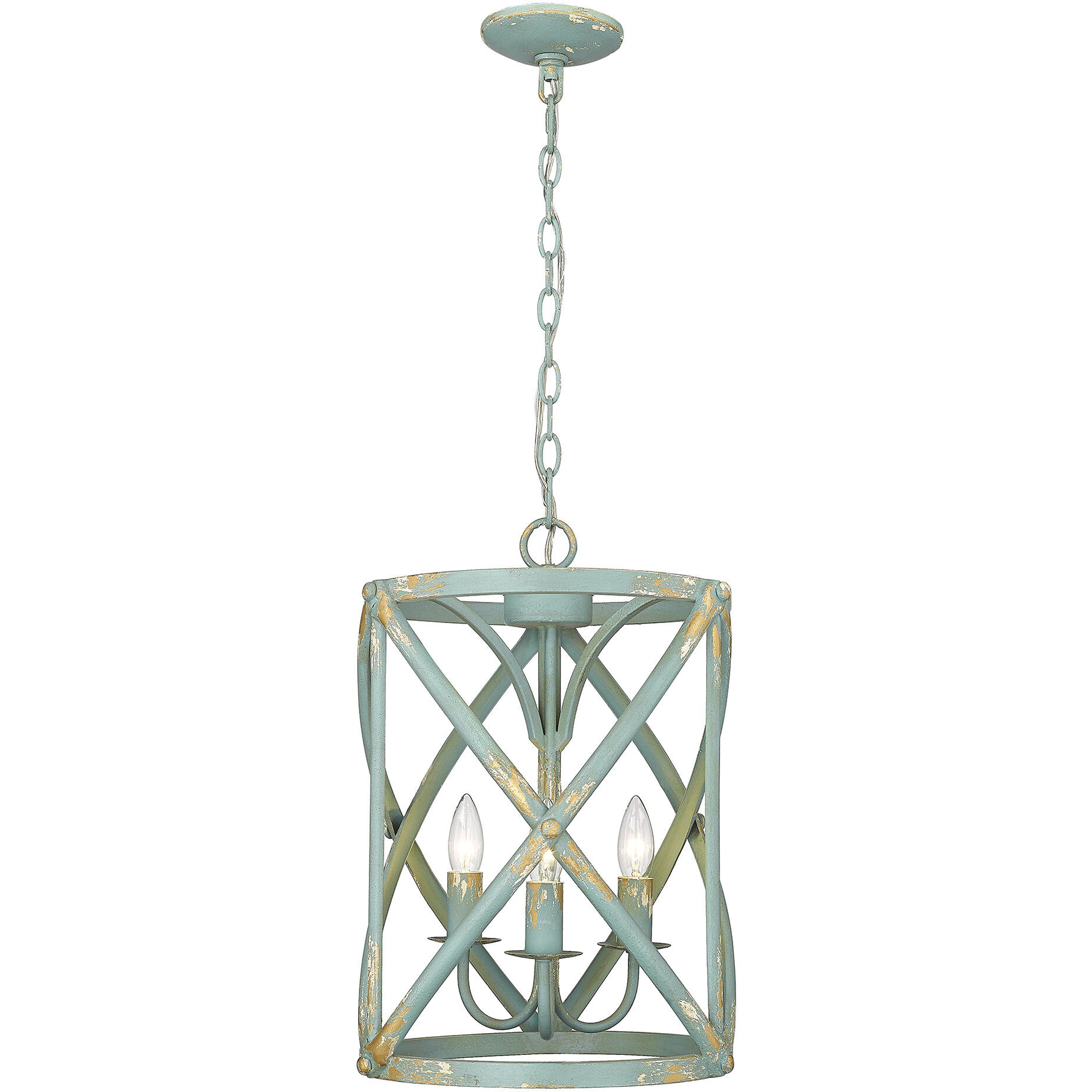 Alcott 3 Light 13 inch Antique Teal Pendant Ceiling Light
