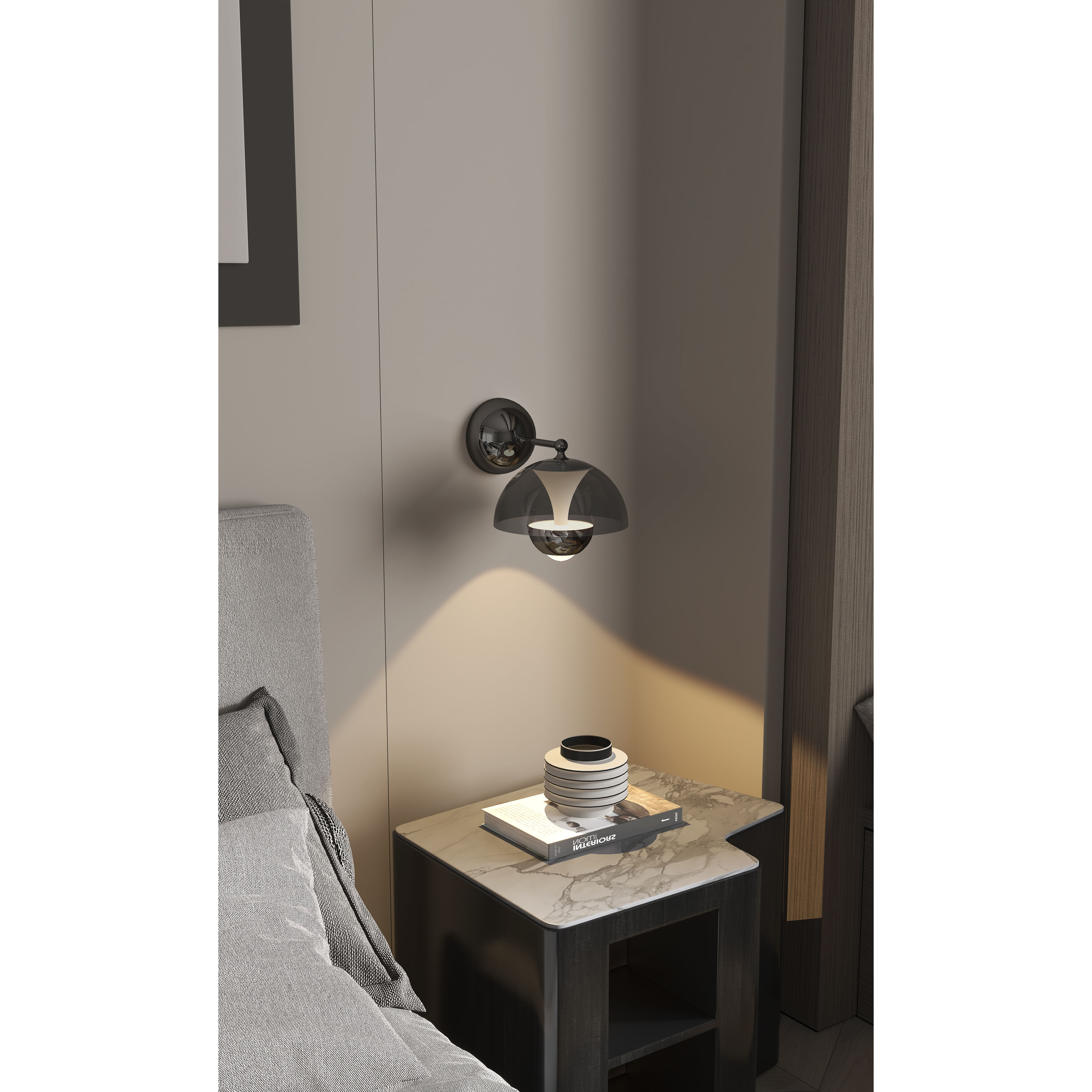 Andoria LED 10.63 inch Black Chrome with Smoke Wall Sconce Wall Light