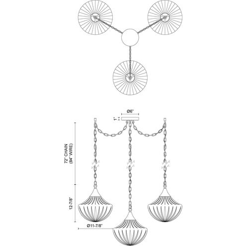 Alora Mood Farrah 3 Light 11.88 inch Matte Black Multi Pendant Ceiling Light
