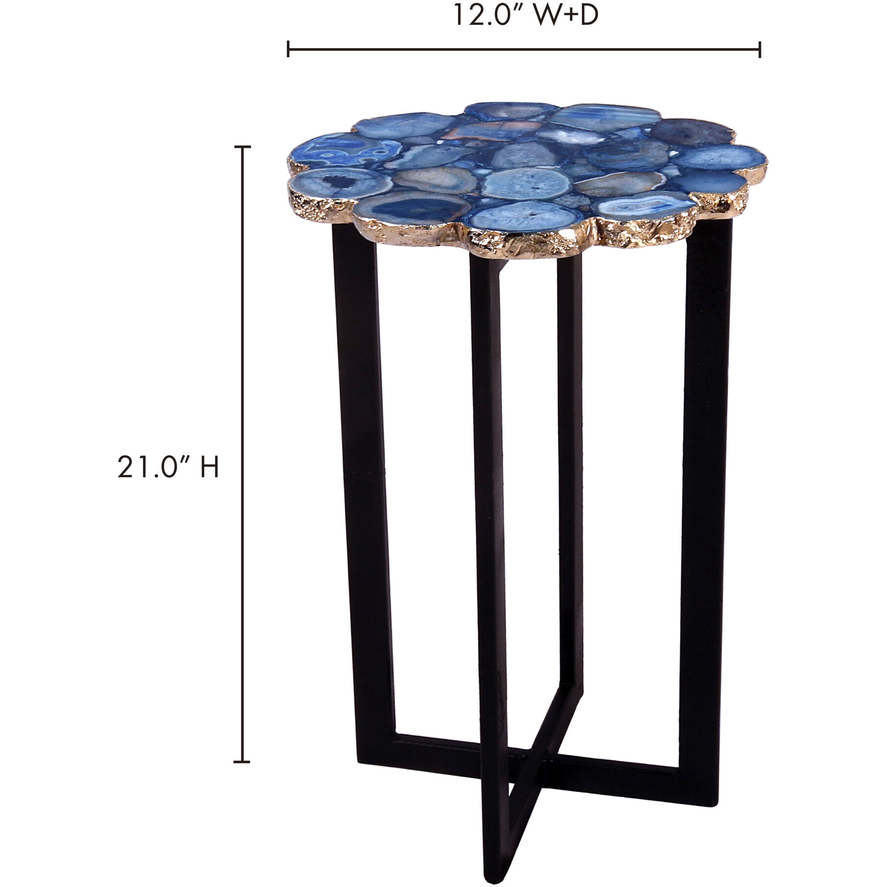 Agate 21 X 12 inch Blue Accent Table