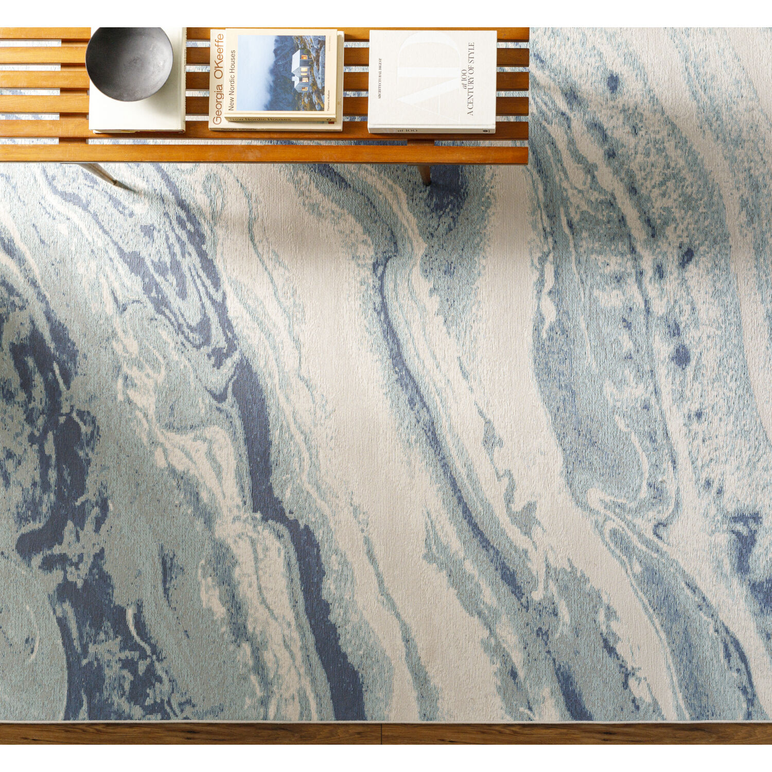 Intense 138 X 98 inch Ice Blue Rug, Rectangle