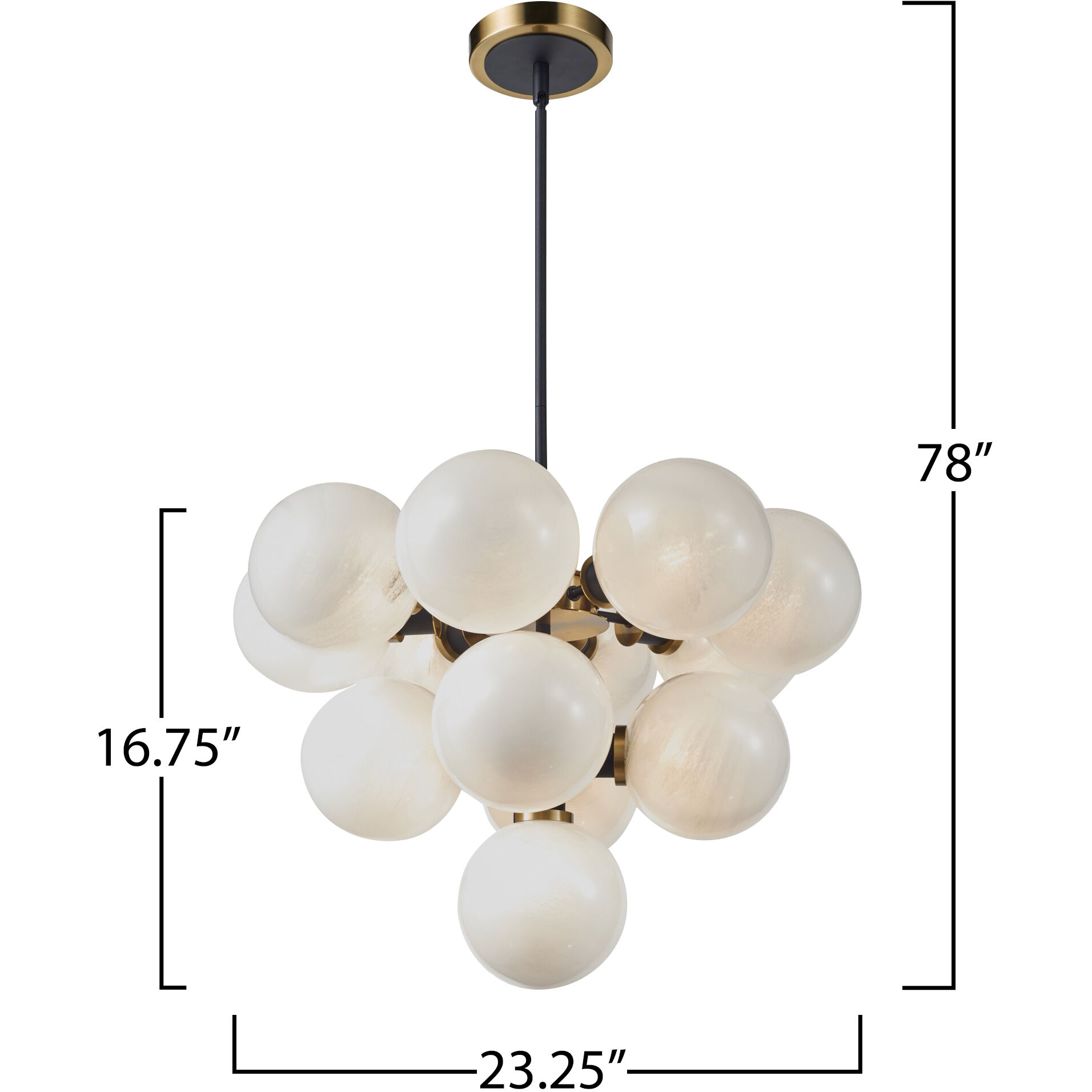 Gem LED 29.5 inch Black and Brushed Brass Chandelier Ceiling Light in Marble