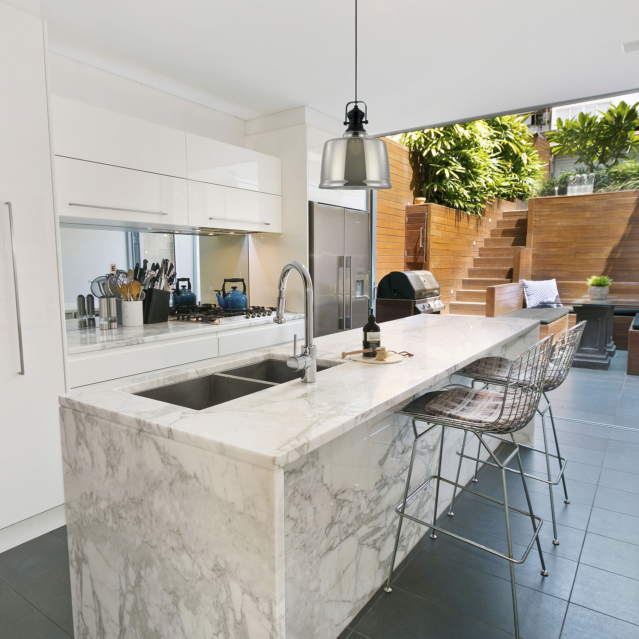 Gilwell 1 1 Light 15 inch Matte Black and Chrome Pendant Ceiling Light