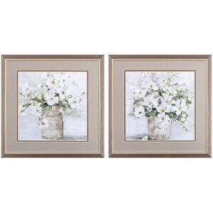 Florals Neutral and Green Framed Art