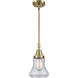 Franklin Restoration Bellmont LED 7 inch Antique Brass Mini Pendant Ceiling Light in Seedy Glass