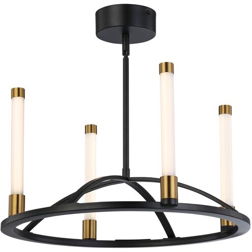 Infiniti 4 Light 21 inch Matte Black and Brass Chandelier Ceiling Light