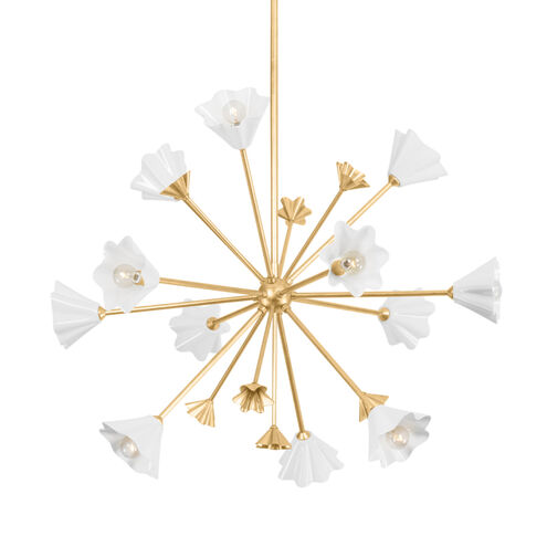 Julieta 12 Light 40 inch Vintage Gold Leaf Chandelier Ceiling Light