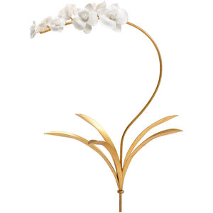 Bradshaw Orrell White/Antique Gold Leaf Orchid Stem Accent, Medium