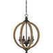Findlay 4 Light 17 inch Artisan Rust Pendant Ceiling Light
