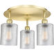 Cobbleskill 3 Light 16.75 inch Satin Gold Flush Mount Ceiling Light in Clear
