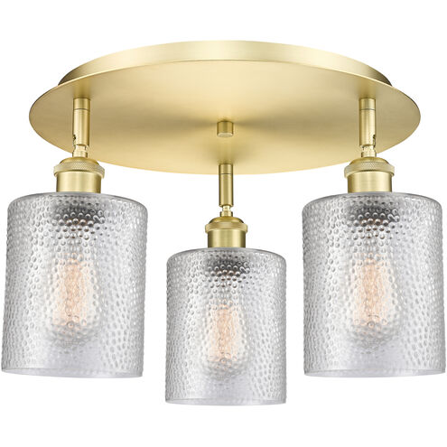 Cobbleskill 3 Light 16.75 inch Satin Gold Flush Mount Ceiling Light in Clear