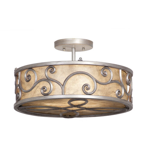 Windsor 3 Light 16.5 inch Antique Copper Semi Flush Mount Ceiling Light