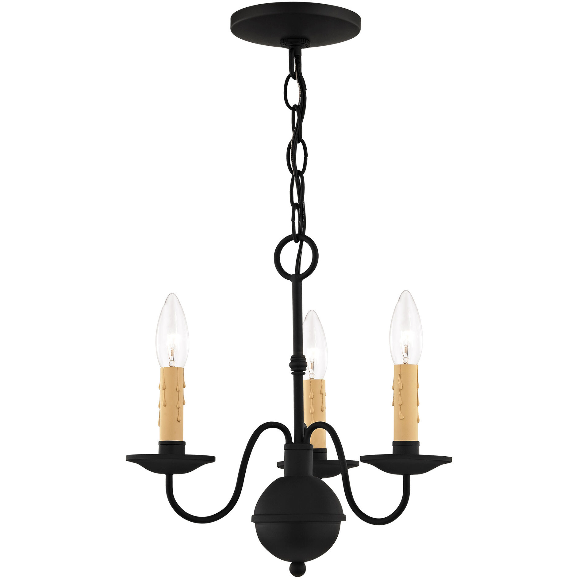 Heritage 3 Light 14 inch Black Mini Chandelier Ceiling Light