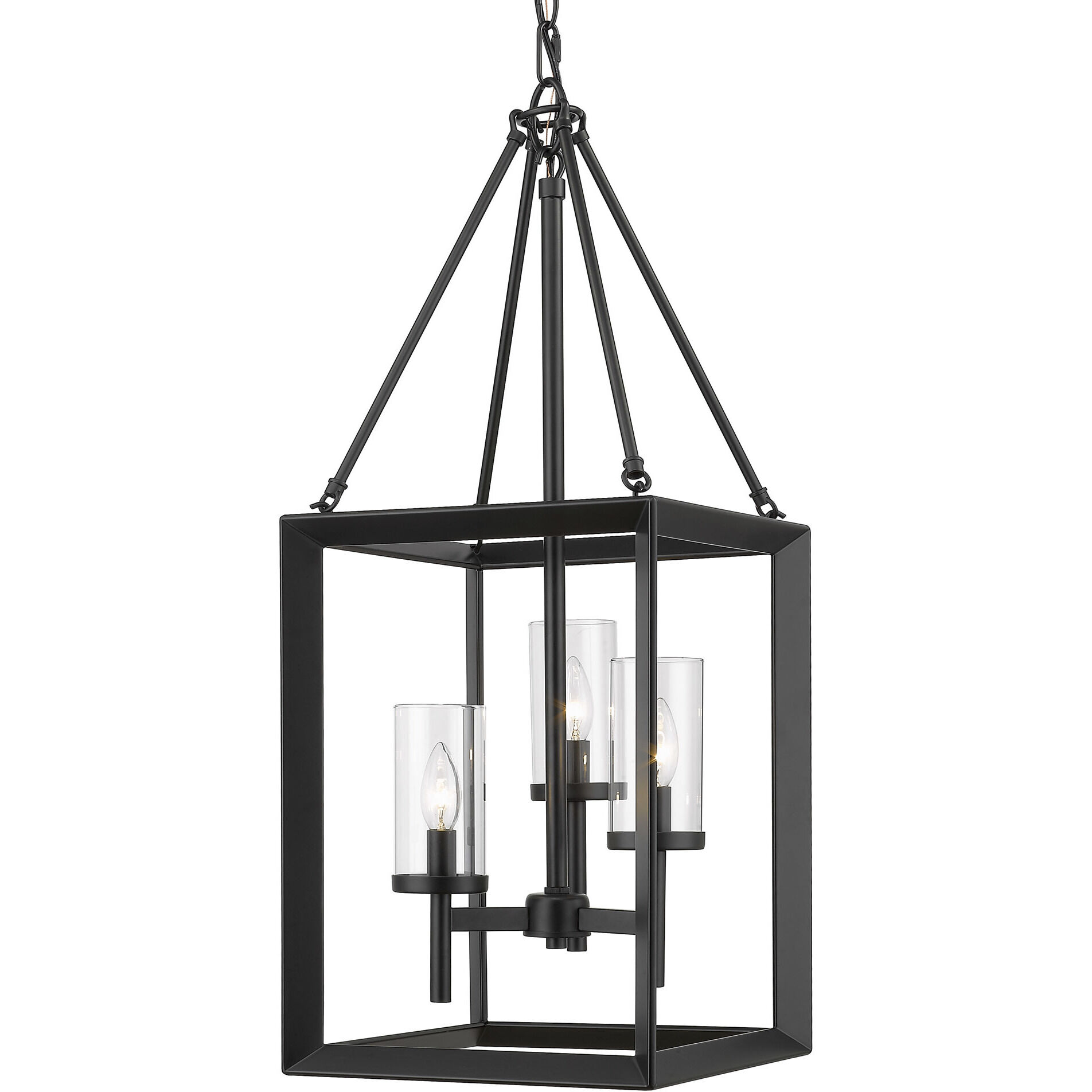 Smyth Pendant Ceiling Light in Matte Black, Clear Glass