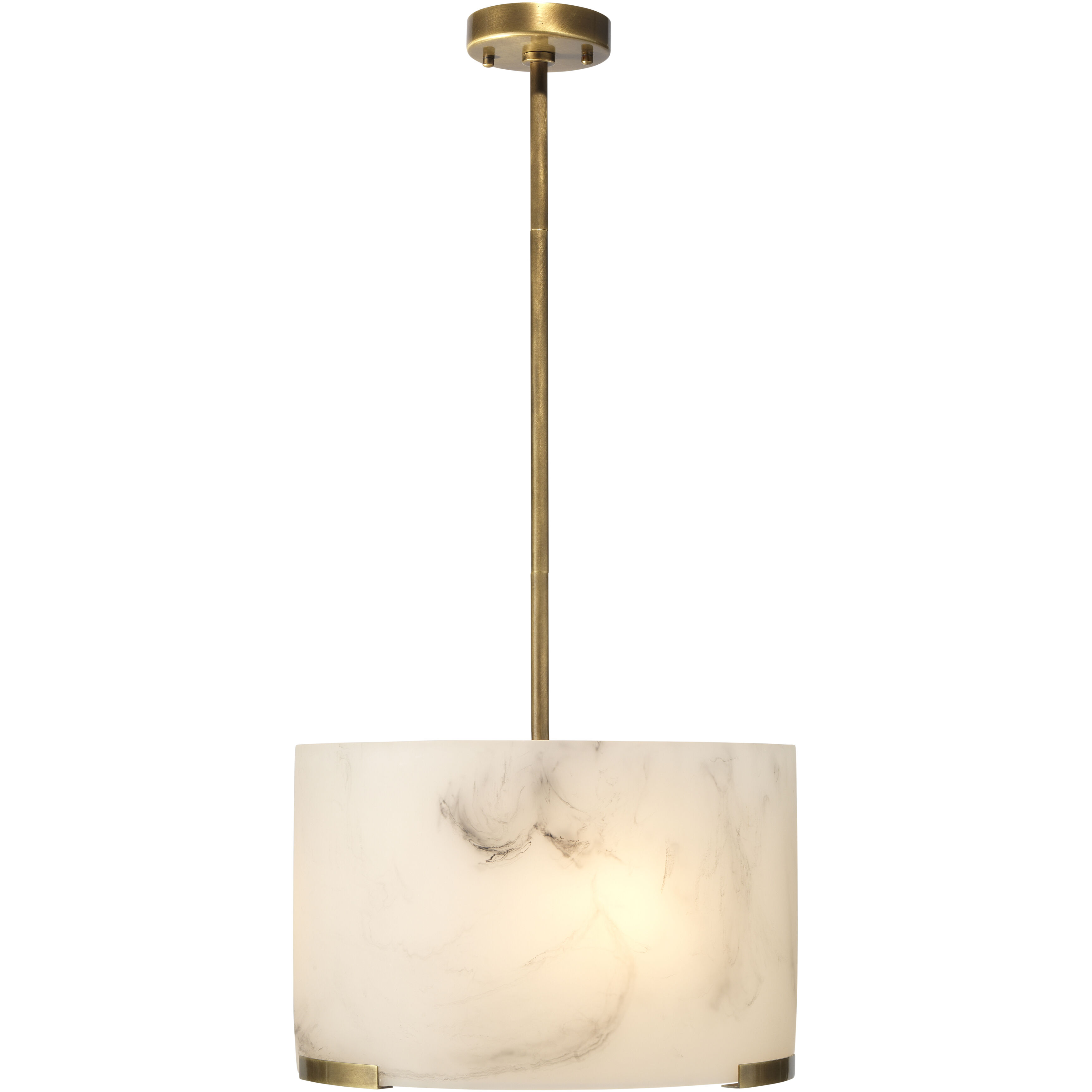 Elancourt 3 Light 17 inch White Faux Alabaster & Antique Brass Pendant Ceiling Light