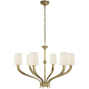 Chapman & Myers Ruhlmann 6 Light 35.25 inch Antique-Burnished Brass Chandelier Ceiling Light in Linen, Large