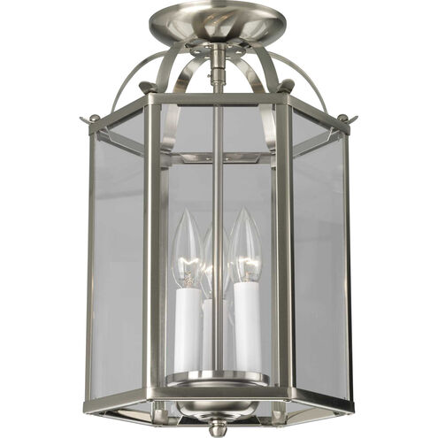 Flat Glass 3 Light 8 inch Brushed Nickel Foyer Pendant Ceiling Light