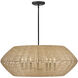 Lisa McDennon Luca 7 Light 38 inch Black Indoor Chandelier Ceiling Light in Black / Camel Rattan, Convertible